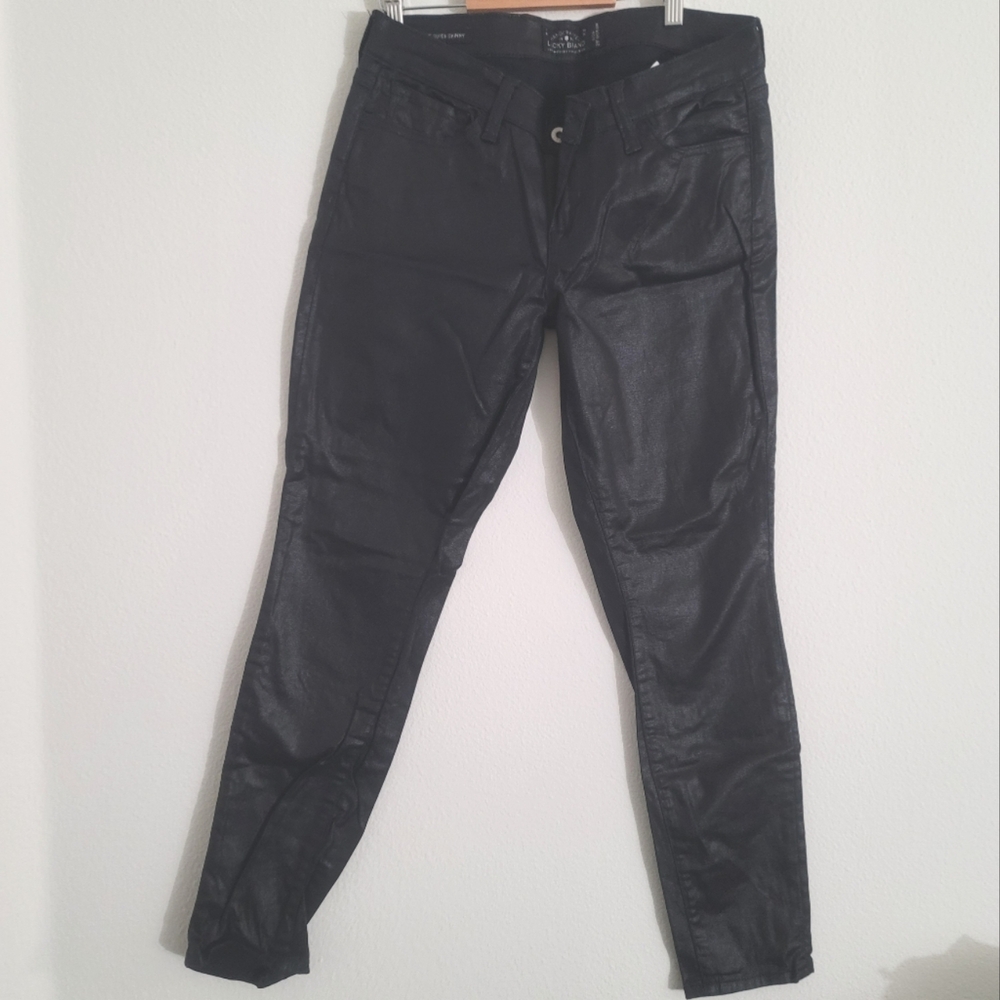 Black Lucky Brand Charlie Super Skinny Coated Jeans (SIZE 8)